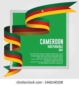 Waving ribbon with Flag of Cameroon, Template for Independence day. vector illustration