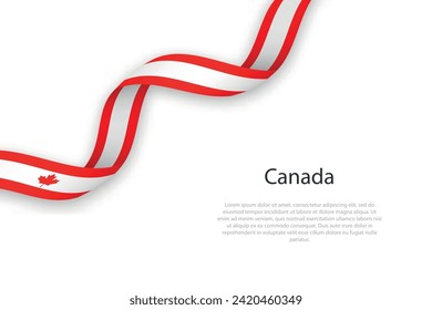 Waving ribbon with flag of Canada. Template for independence day poster design
