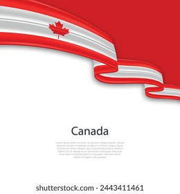 Waving ribbon with flag of Canada. Template for independence day poster design