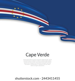 Waving ribbon with flag of Cape Verde. Template for independence day poster design