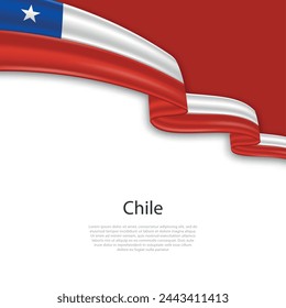 Waving ribbon with flag of Chile. Template for independence day poster design