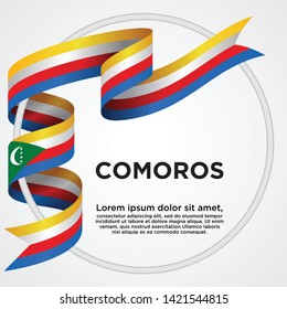 Waving ribbon with Flag of Comoros, Template for Independence day. vector illustration