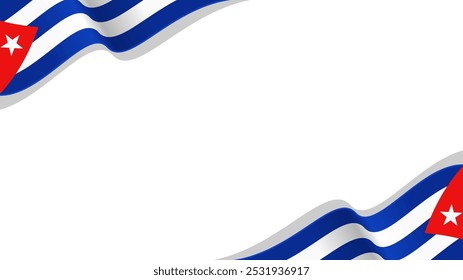 Waving ribbon with flag of Cuba. banner for independence day poster