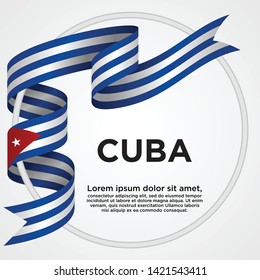 Waving ribbon with Flag of Cuba, Template for Independence day. vector illustration