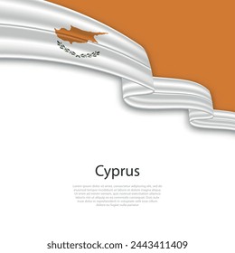 Waving ribbon with flag of Cyprus. Template for independence day poster design