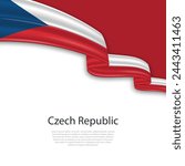 Waving ribbon with flag of Czech Republic. Template for independence day poster design