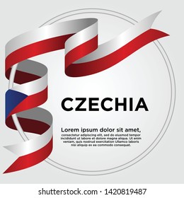 Waving ribbon with Flag of Czechia, Template for Independence day. vector illustration
