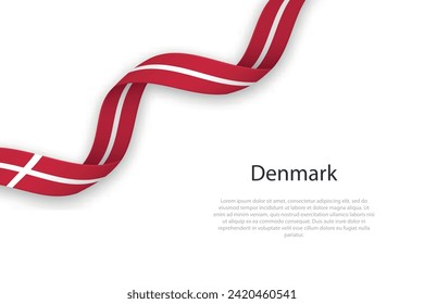 Waving ribbon with flag of Denmark. Template for independence day poster design