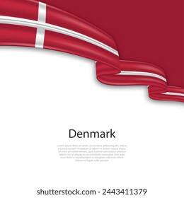 Waving ribbon with flag of Denmark. Template for independence day poster design