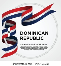 Waving ribbon with Flag of Dominican Republic, Template for Independence day. vector illustration