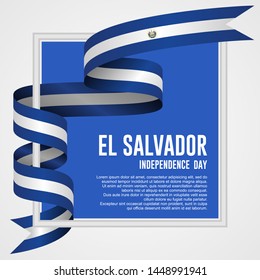 Waving ribbon with Flag of El Salvador, Template for Independence day. vector illustration