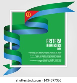 Waving ribbon with Flag of Eritera, Template for Independence day. vector illustration
