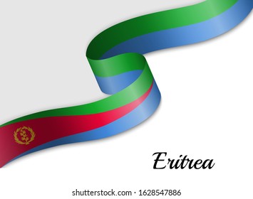 waving ribbon flag of Eritrea. Template for independence day banner