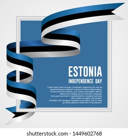 Waving ribbon with Flag of Estonia, Template for Independence day. vector illustration