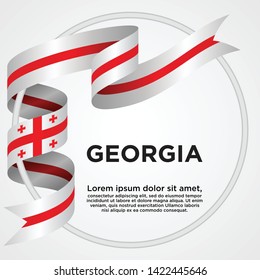 Waving ribbon with Flag of Georgia, Template for Independence day. vector illustration