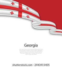 Waving ribbon with flag of Georgia. Template for independence day poster design