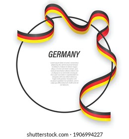 Bandera de Alemania ondeando una cinta en un marco circular. Plantilla para diseño de afiches del día de la independencia