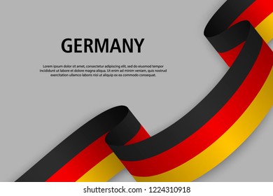 Waving ribbon with Flag of Germany, Template for Independence day banner. vector illustration