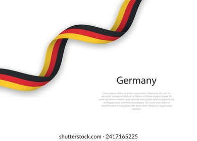 Waving ribbon with flag of Germany. Template for independence day poster design