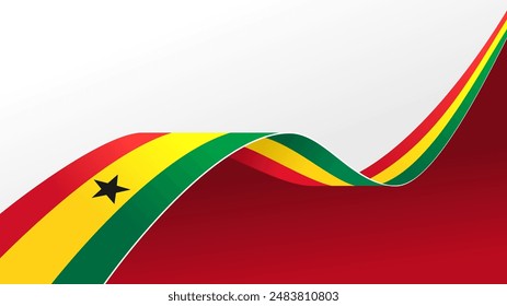 Waving ribbon flag of Ghana. for independence day and national day