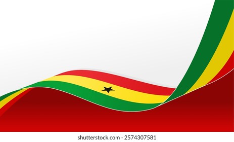 Waving ribbon with flag of Ghana. for independence day poster design