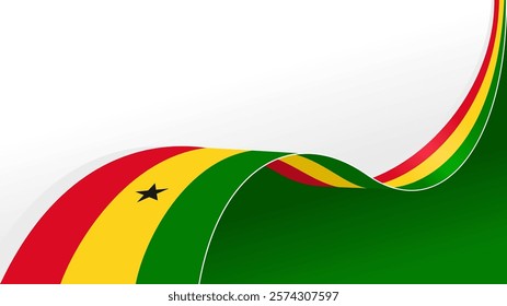 Waving ribbon with flag of Ghana. for independence day poster design