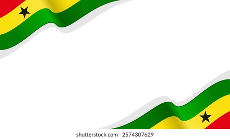 Waving ribbon with flag of Ghana. for independence day poster design