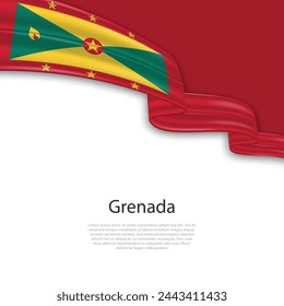 Cinta ondeando con la bandera de Granada. Plantilla para diseño de póster del día de la independencia