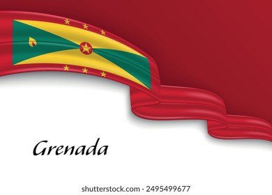 Waving ribbon with flag of Grenada. Template for independence day poster design