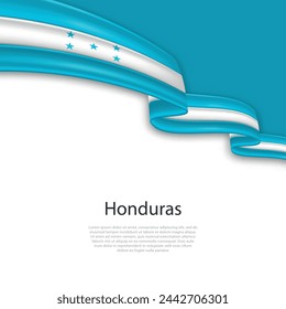 Ondeando cinta con la bandera de Honduras. Plantilla para diseño de póster del día de la independencia