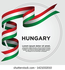 Waving ribbon with Flag of Hungary, Template for Independence day. vector illustration