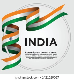 Waving ribbon with Flag of India, Template for Independence day. vector illustration