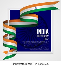 ondeando una cinta con la bandera de la India, Plantilla para el Día de la Independencia. ilustración vectorial