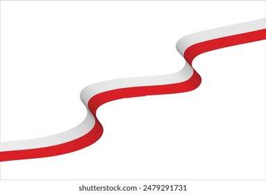 Waving ribbon with flag of Indonesia. Template for independence day poster design