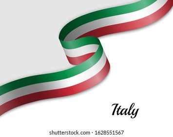 waving ribbon flag of Italy. Template for independence day banner