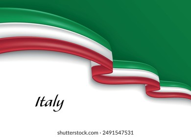 Waving ribbon with flag of Italy. Template for independence day poster design