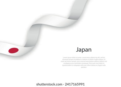 Waving ribbon with flag of Japan. Template for independence day poster design