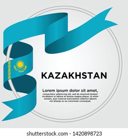 Waving ribbon with Flag of Kazakhstan, Template for Independence day. vector illustration