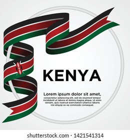 Waving ribbon with Flag of Kenya, Template for Independence day. vector illustration