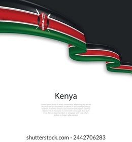 Waving ribbon with flag of Kenya. Template for independence day poster design