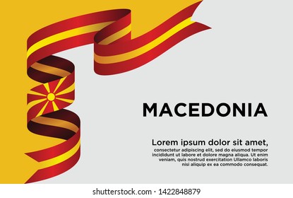 Waving ribbon with Flag of Macedonia, Template for banner Independence day. vector illustration