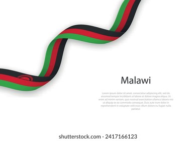 Waving ribbon with flag of Malawi. Template for independence day poster design