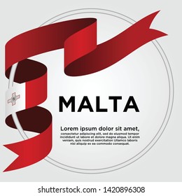 Waving ribbon with Flag of Malta, Template for Independence day. vector illustration