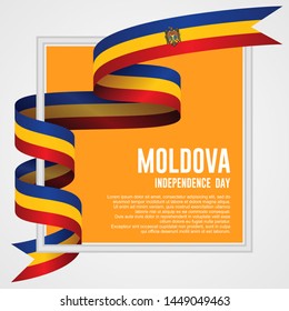 Waving ribbon with Flag of Moldova, Template for Independence day. vector illustration