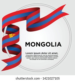 Waving ribbon with Flag of Mongolia, Template for Independence day. vector illustration