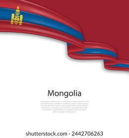 Schwingendes Band mit der Flagge der Mongolei. Vorlage für Plakatgestaltung am Unabhängigkeitstag