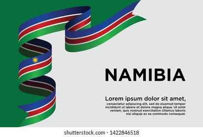 Waving ribbon with Flag of Namibia, Template for banner Independence day. vector illustration