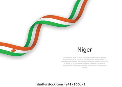 Waving ribbon with flag of Niger. Template for independence day poster design
