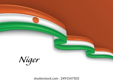 Waving ribbon with flag of Niger. Template for independence day poster design