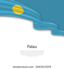 Waving ribbon with flag of Palau. Template for independence day poster design